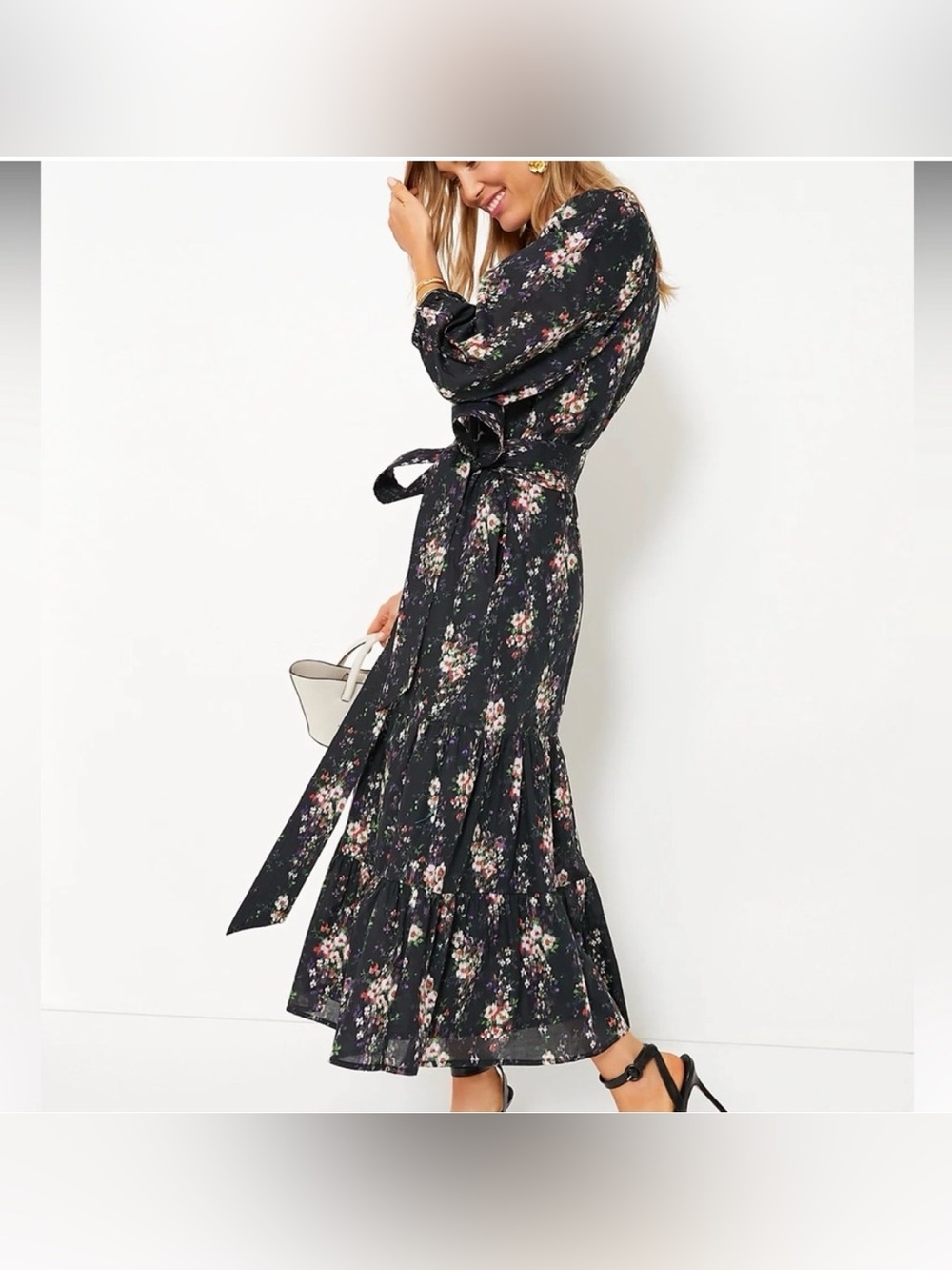 EUC Tuckernuck Floral Falling Flowers Lyle’s Maxi Dress. NOTE MISSING BELT